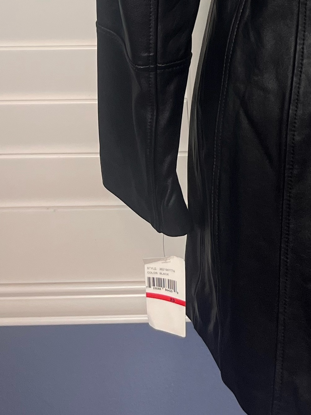 Anne Klein Black Leather Button-Front Coat NWT size xs Y2K mob wife quiet luxury - Picture 7 of 7